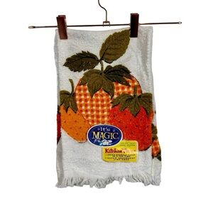 Vintage Cannon 60s Gingham Strawberry Retro Terry Dish Towel Deadstock